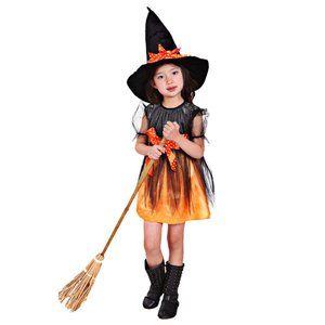Vampire Witch Costume - Little Girls Orange Halloween Costume Outtfit